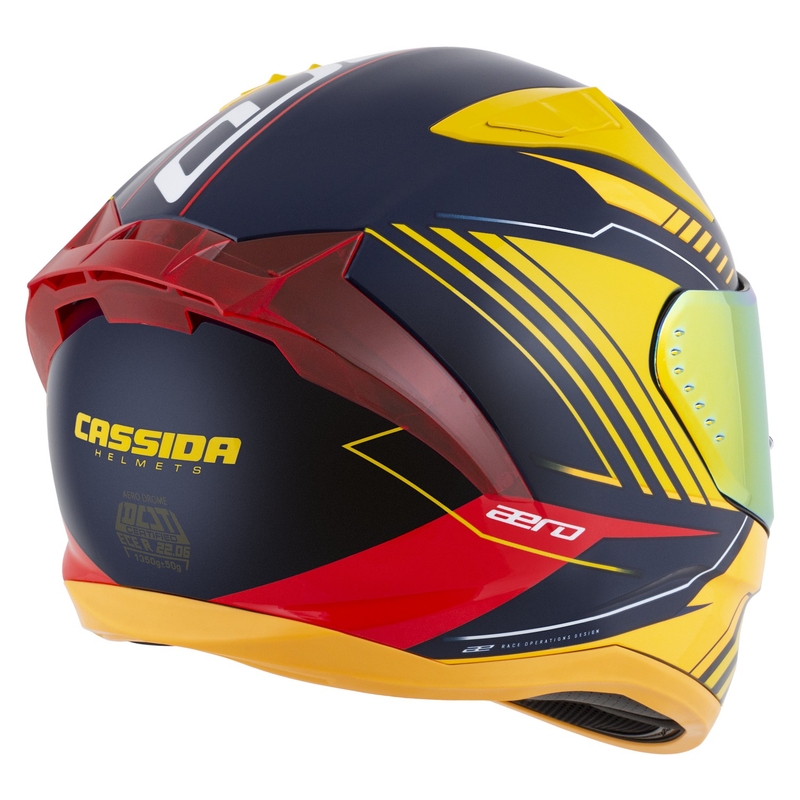 Cassida Aero Drome integreeritud mootorratta kiiver sini-fluo kollane-oranž-punane-valgev sinine-valge
