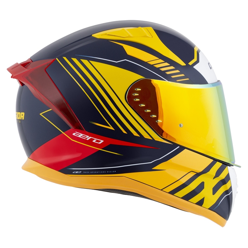 Cassida Aero Drome integreeritud mootorratta kiiver sini-fluo kollane-oranž-punane-valgev sinine-valge