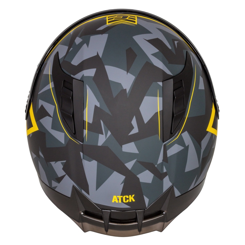 Integreeritud mootorratta kiiver Cassida Aero camo hall-must-fluo kollane