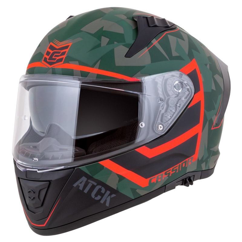 Cassida Aero ATCK camo roheline-must-hall-oranž integreeritud mootorratta kiiver
