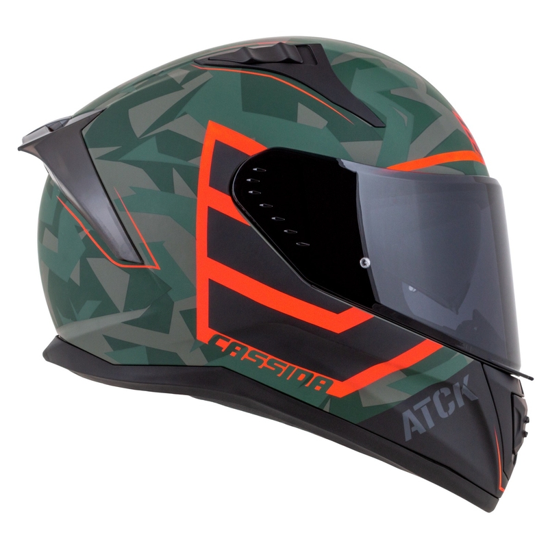 Cassida Aero ATCK camo roheline-must-hall-oranž integreeritud mootorratta kiiver