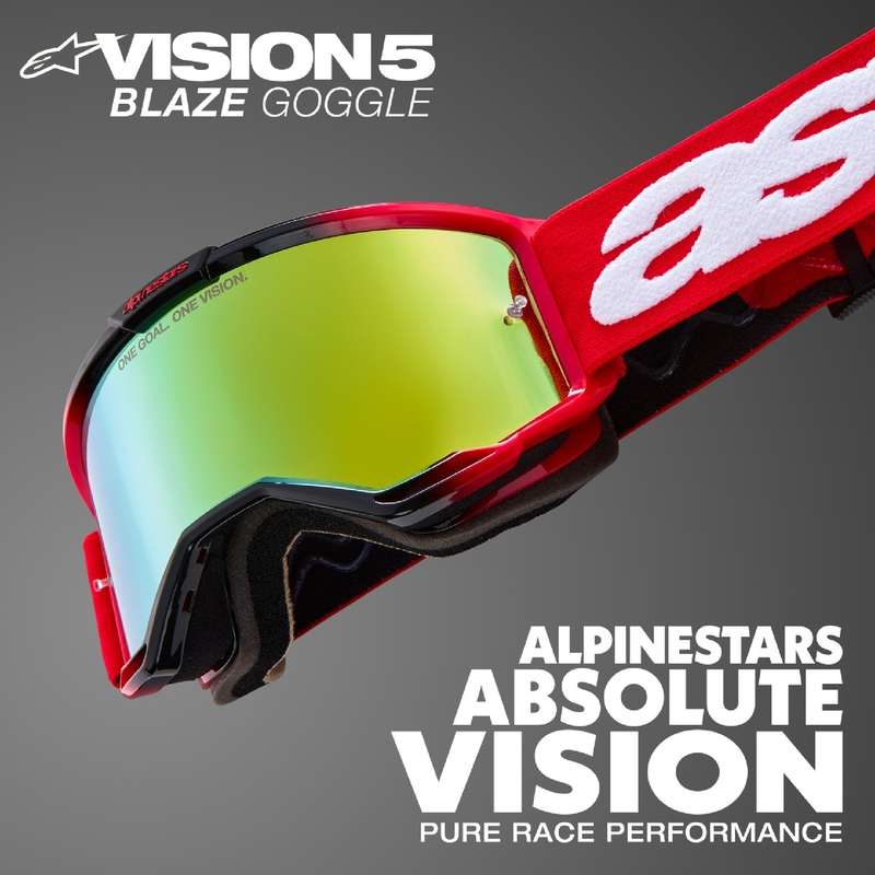 Alpinestars Vision 5 Blaze motokrossiprillid punased peegelkuldse pleksiga