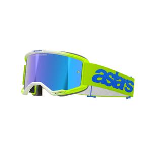 Alpinestars Vision 5 Blaze fluo kollane-sinine motokrossprillid sinise peegelplekiga
