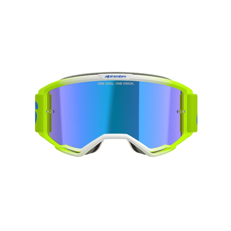 Alpinestars Vision 5 Blaze fluo kollane-sinine motokrossprillid sinise peegelplekiga