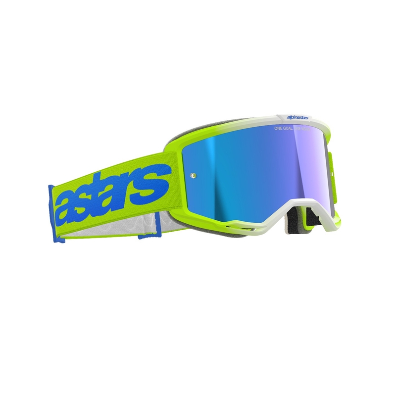 Alpinestars Vision 5 Blaze fluo kollane-sinine motokrossprillid sinise peegelplekiga