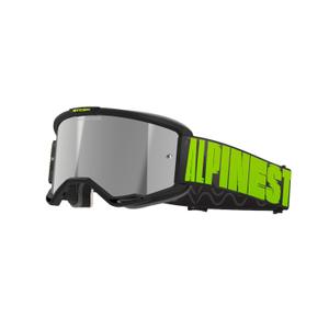 Alpinestars Vision 5 Hollow hallikas-fluo kollased motokrossiprillid peegliga hõbedase plexiga