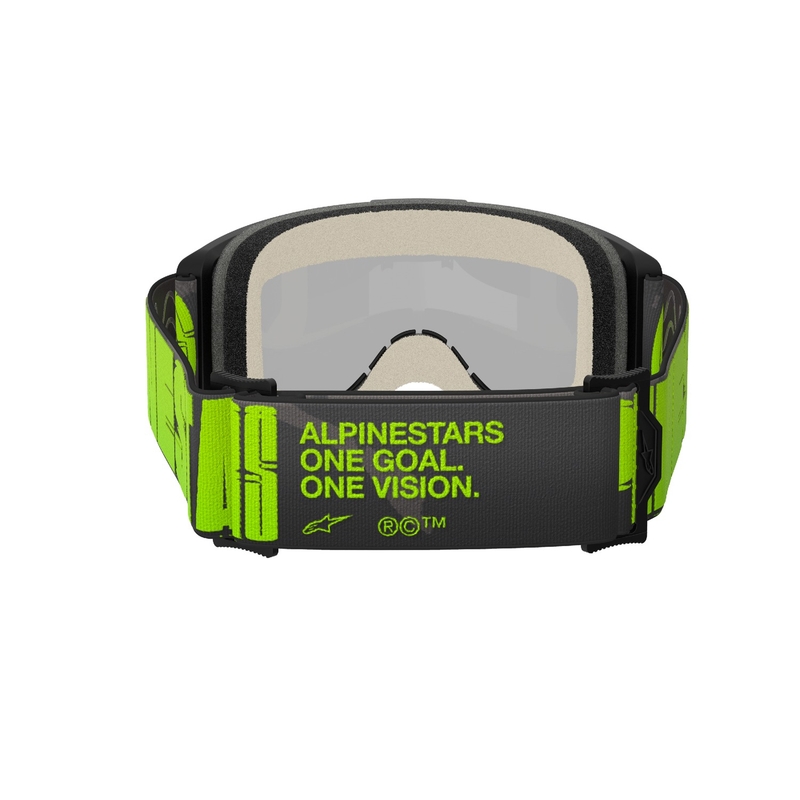Alpinestars Vision 5 Hollow hallikas-fluo kollased motokrossiprillid peegliga hõbedase plexiga