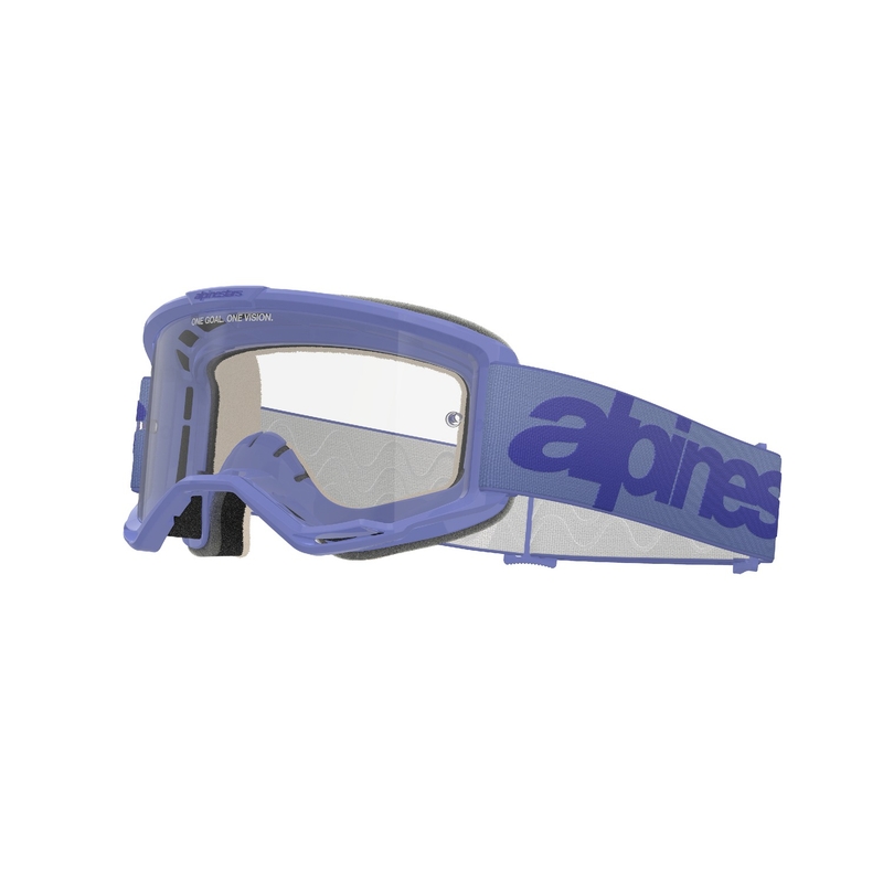 Alpinestars Vision 5 Wordmark motokrossiprillid lilla läbipaistva pleksiga