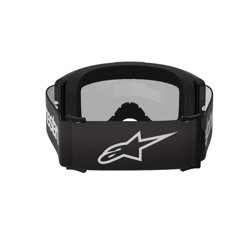 Alpinestars Vision 3 Wordmark motokrossiprillid mustad, hõbedase plexi peegliga