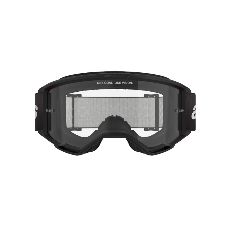 Alpinestars Vision 3 Wordmark motokrossiprillid mustad läbipaistva pleksiga