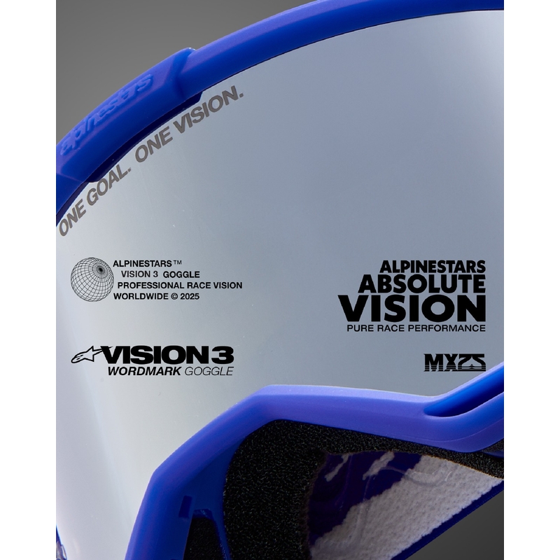 Alpinestars Vision 3 Wordmark motokrossiprillid mustad läbipaistva pleksiga