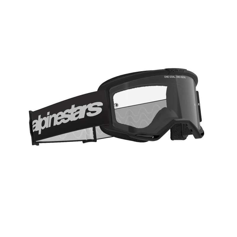 Alpinestars Vision 3 Wordmark motokrossiprillid mustad läbipaistva pleksiga