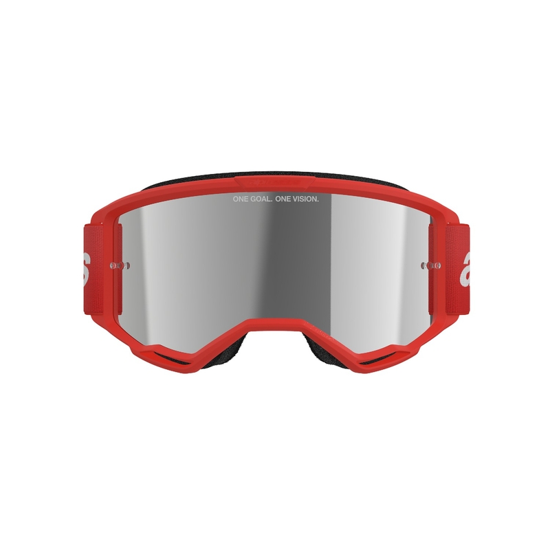 Alpinestars Vision 3 Wordmark motokrossiprillid punased, hõbedase radiaalprilliklaasiga allahindlus
