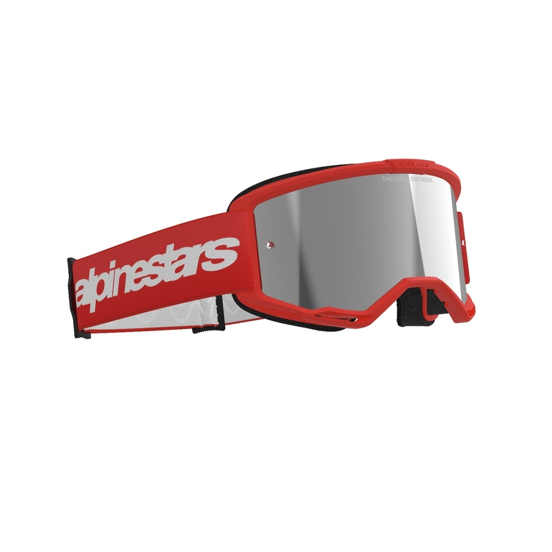 Alpinestars Vision 3 Wordmark motokrossiprillid punased, hõbedase radiaalprilliklaasiga allahindlus