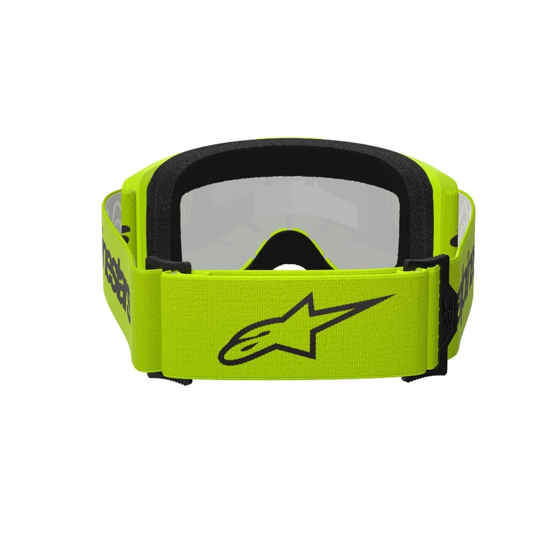 Alpinestars Vision 3 Wordmark fluo kollased motokrossprillid hõbedaste radiaalprillidega