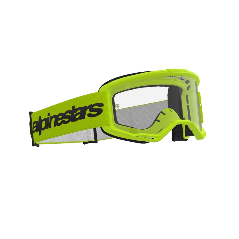 Alpinestars Vision 3 Wordmark fluokollased motokrossiprillid läbipaistva plexiga