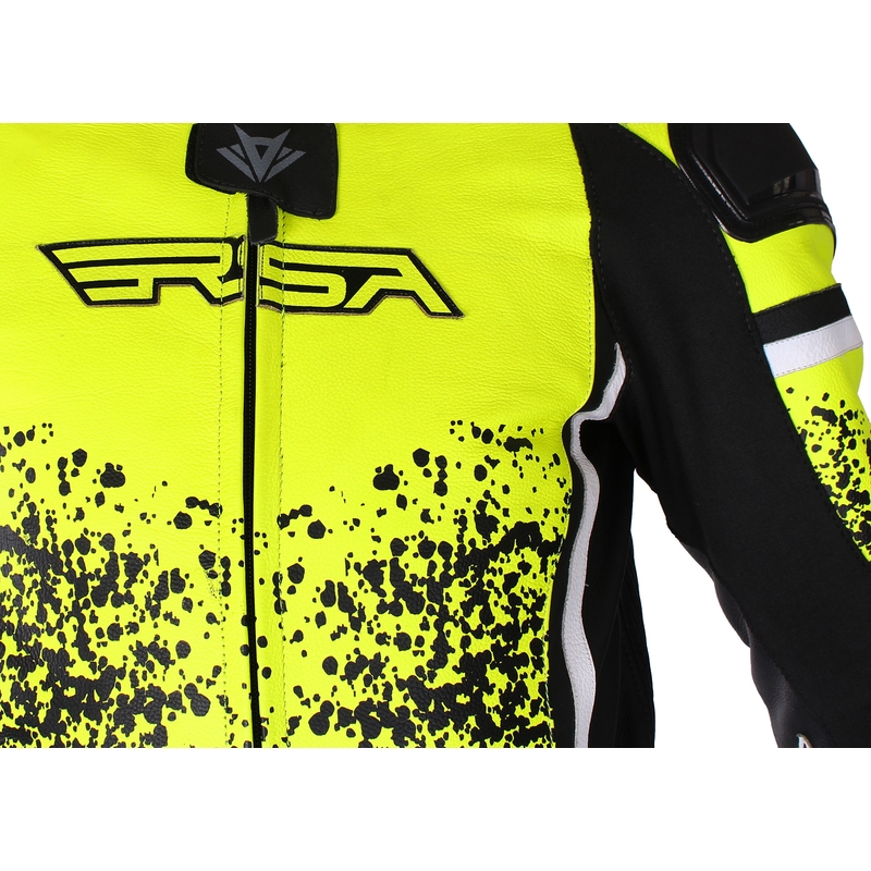 Kombinéza na motorku RSA GT2 černo-bílo-fluo žlutá výprodej - II. jakost