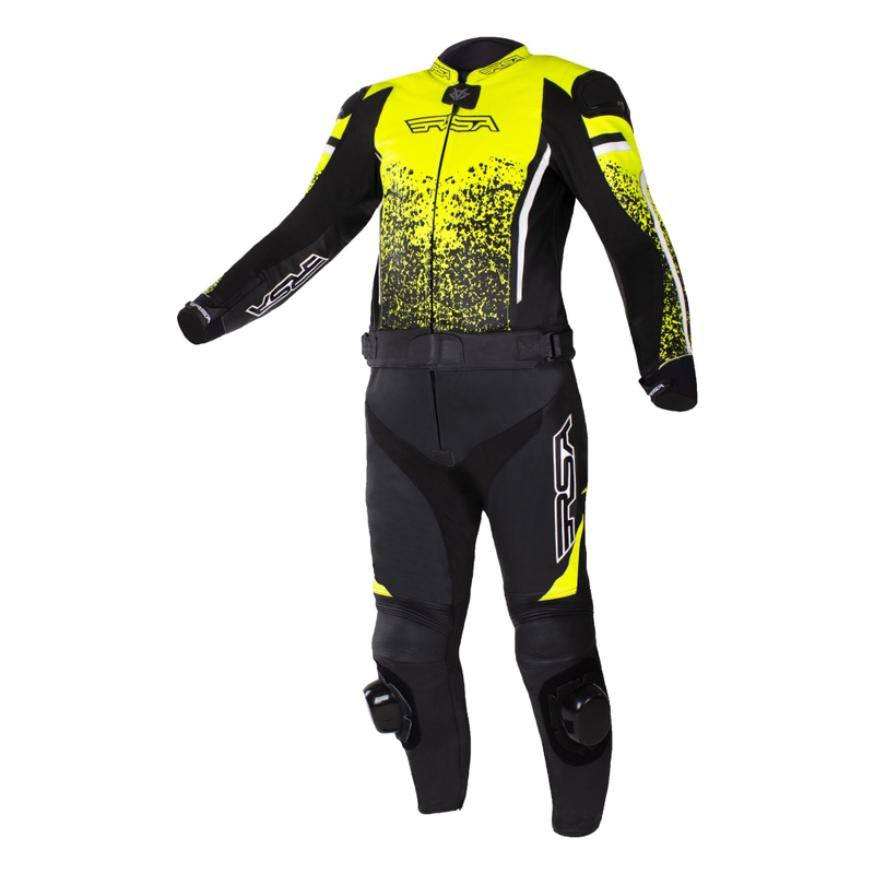 Kombinéza na motorku RSA GT2 černo-bílo-fluo žlutá výprodej - II. jakost