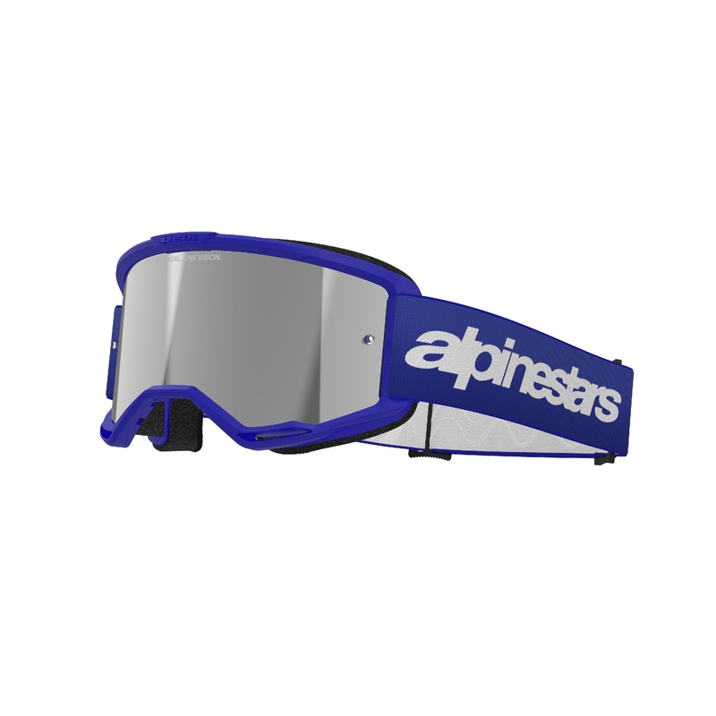 Alpinestars Vision 3 Wordmark motokrossiprillid sinised, hõbedaste peegelklaasidega