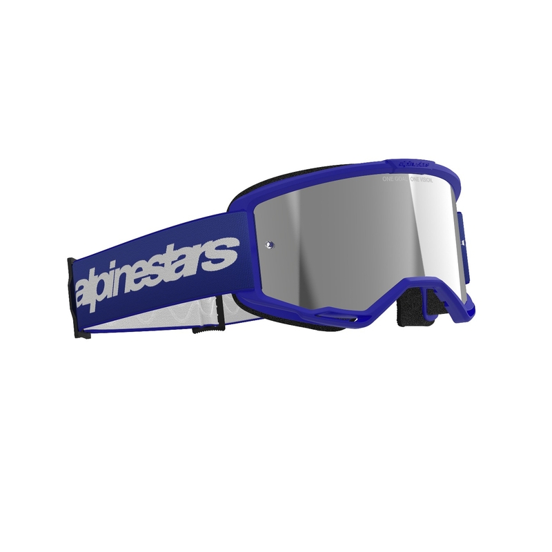 Alpinestars Vision 3 Wordmark motokrossiprillid sinised, hõbedaste peegelklaasidega