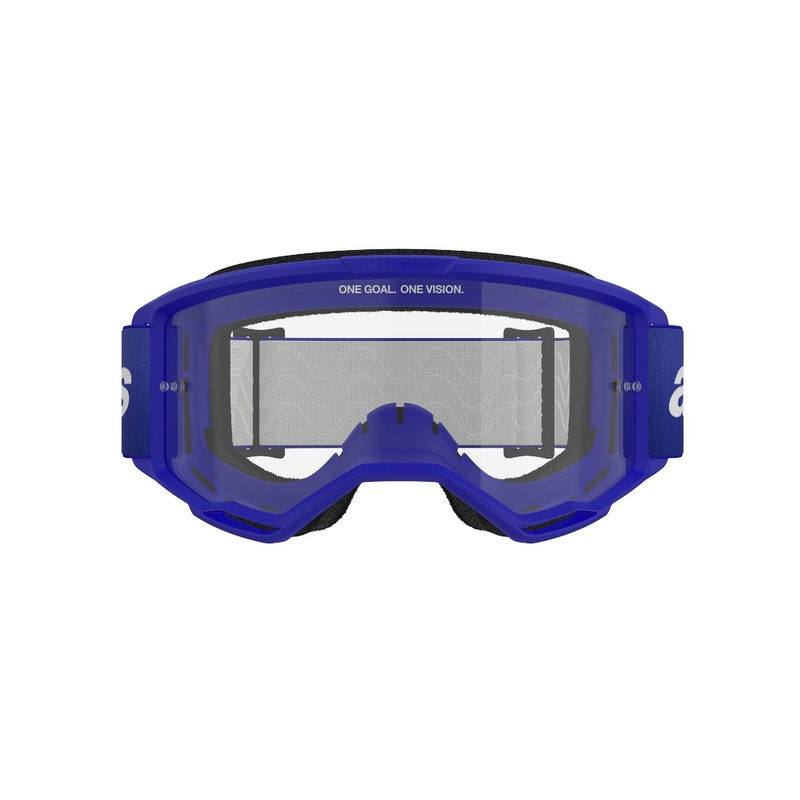 Alpinestars Vision 3 Wordmark motokrossiprillid sinised läbipaistva pleksiga
