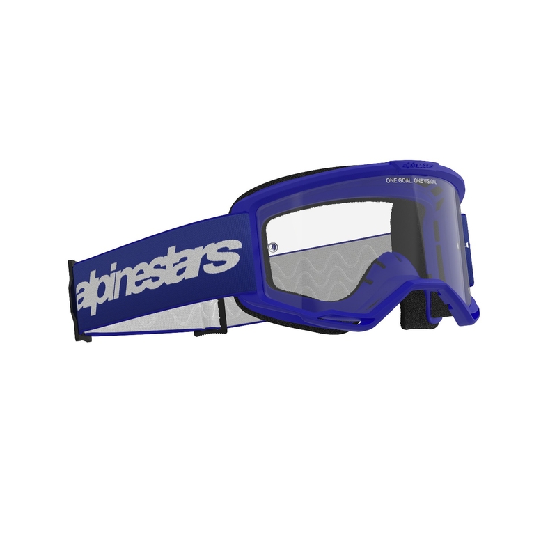 Alpinestars Vision 3 Wordmark motokrossiprillid sinised läbipaistva pleksiga