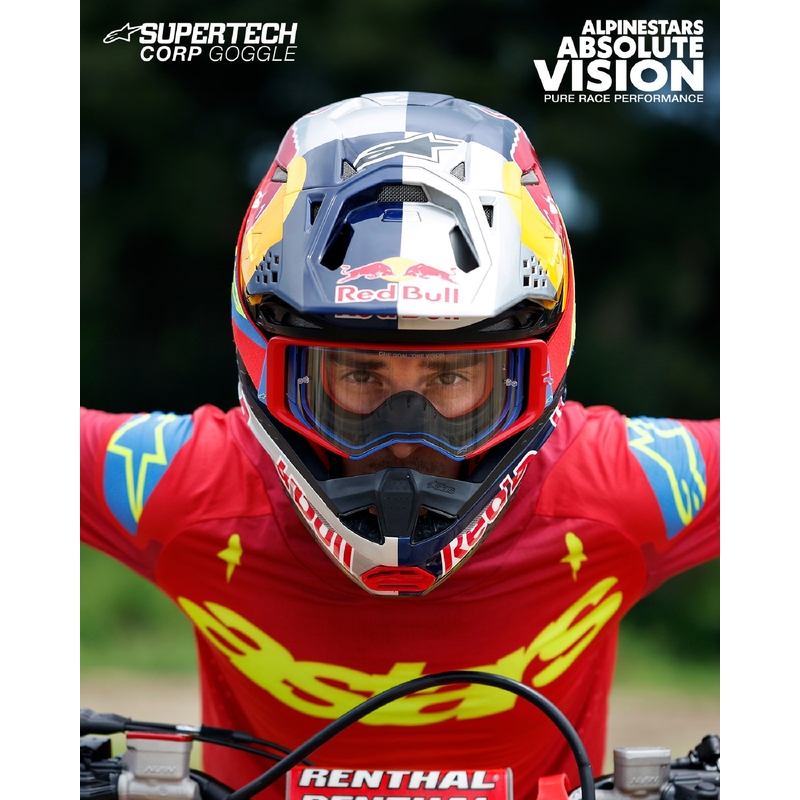 Alpinestars Supertech Corp motokrossiprillid sinakasoranžid läbipaistva klaaspildiga