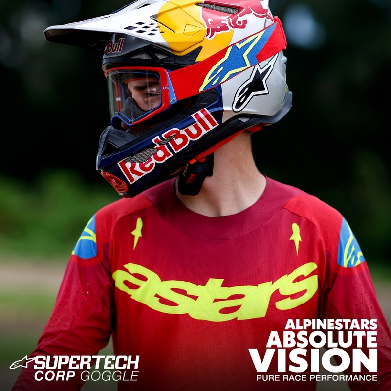 Alpinestars Supertech Corp motokrossiprillid sinakasoranžid läbipaistva klaaspildiga