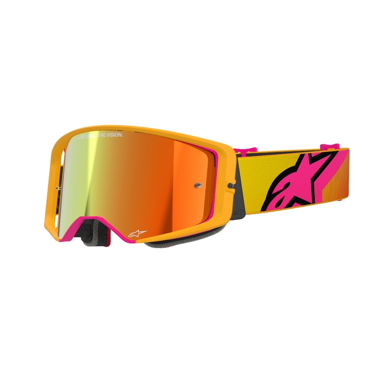 Alpinestars Supertech Corp motokrossiprillid kollane-roosa peegelpunase klaaspildiga