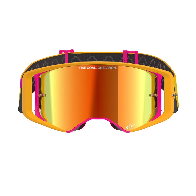 Alpinestars Supertech Corp motokrossiprillid kollane-roosa peegelpunase klaaspildiga