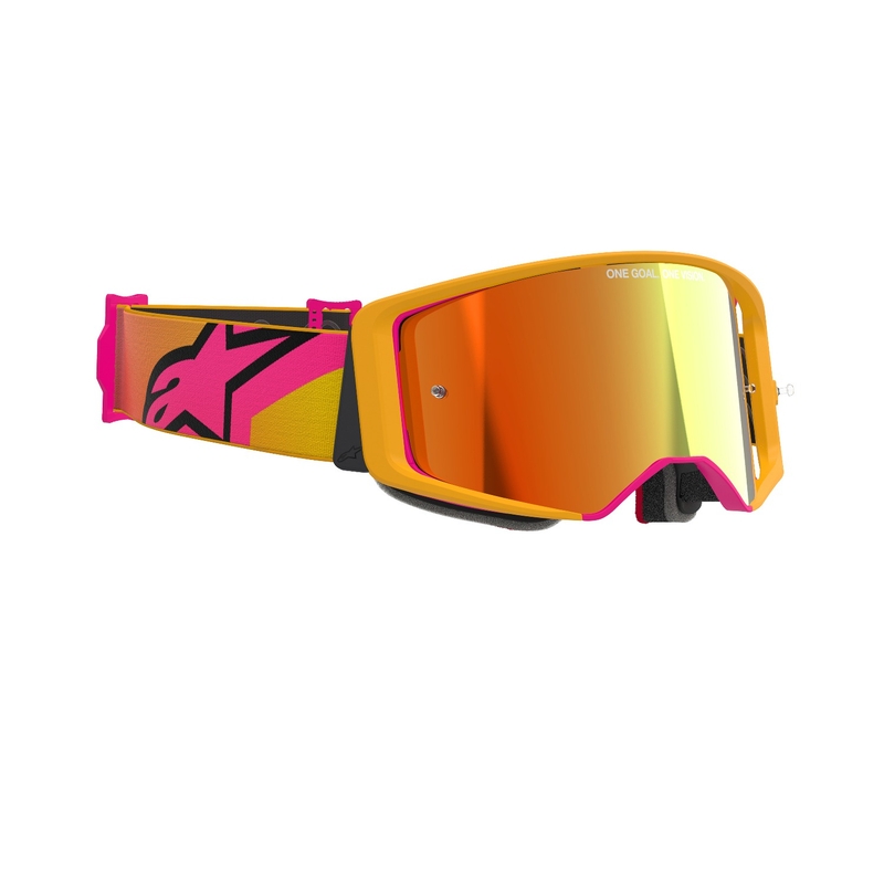 Alpinestars Supertech Corp motokrossiprillid kollane-roosa peegelpunase klaaspildiga