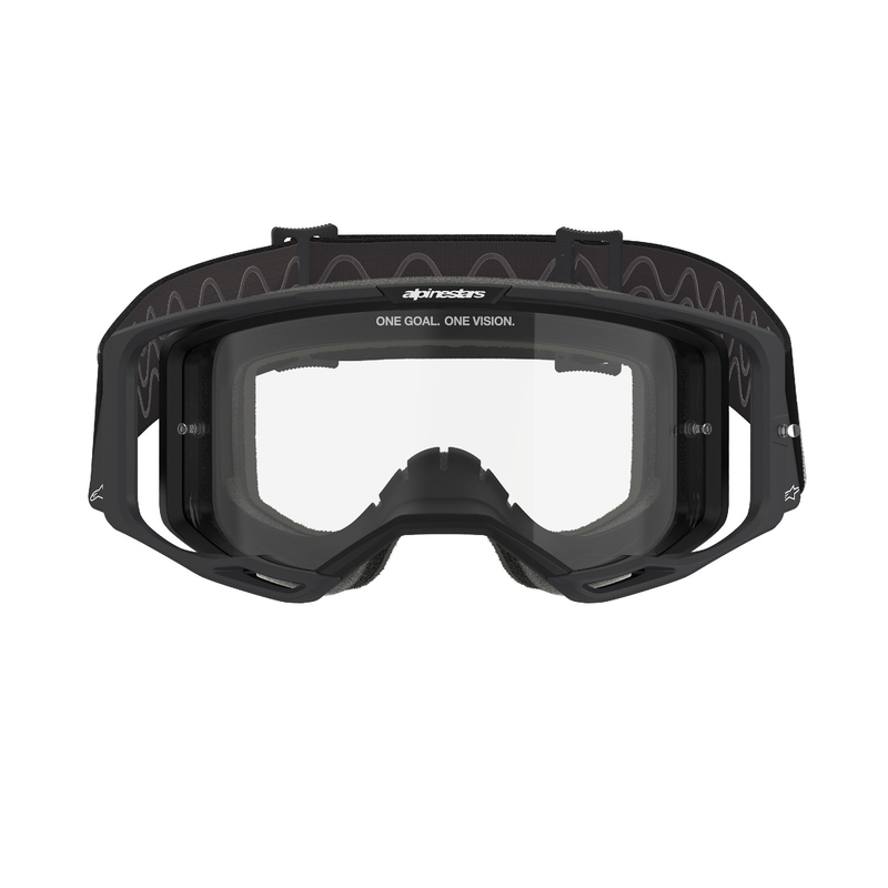 Alpinestars Vision 8 Corp motokrossiprillid mustad, läbipaistva klaasiga