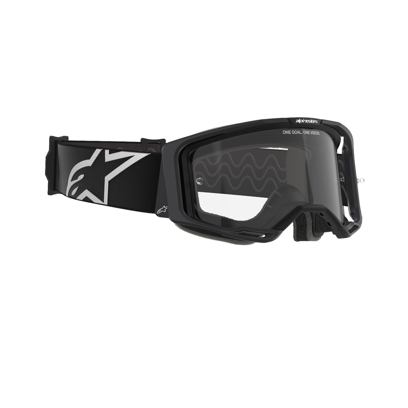 Alpinestars Vision 8 Corp motokrossiprillid mustad, läbipaistva klaasiga