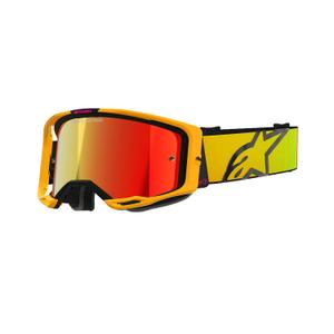 Alpinestars Vision 8 Corp motokrossiprillid kollane-roosa peegelpunase klaaspildiga