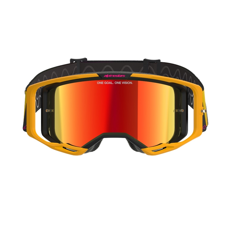 Alpinestars Vision 8 Corp motokrossiprillid kollane-roosa peegelpunase klaaspildiga