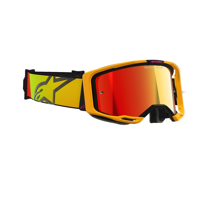 Alpinestars Vision 8 Corp motokrossiprillid kollane-roosa peegelpunase klaaspildiga