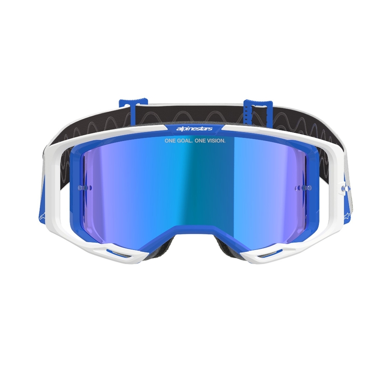 Alpinestars Vision 8 Corp motokrossiprillid sinise ja valge peegliga sinise klaaspildiga