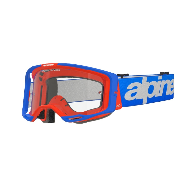 Alpinestars Vision 8 Wordmark motokrossiprillid sini-oranž koos läbipaistva klaasiga