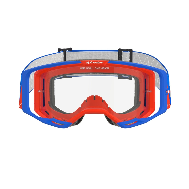 Alpinestars Vision 8 Wordmark motokrossiprillid sini-oranž koos läbipaistva klaasiga