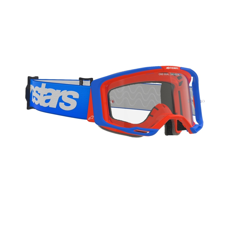 Alpinestars Vision 8 Wordmark motokrossiprillid sini-oranž koos läbipaistva klaasiga