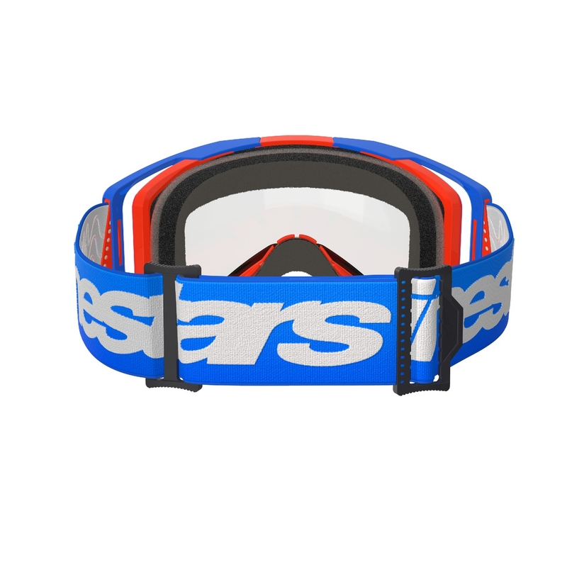 Alpinestars Vision 8 Wordmark motokrossiprillid sini-oranž koos kahekordse antifog läbipaistva klaasiga