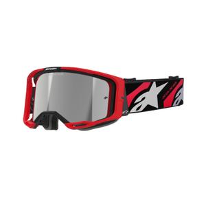 Alpinestars Vision 8 Luar punased ja mustad motokrossprillid hõbedaste peegelklaasidega