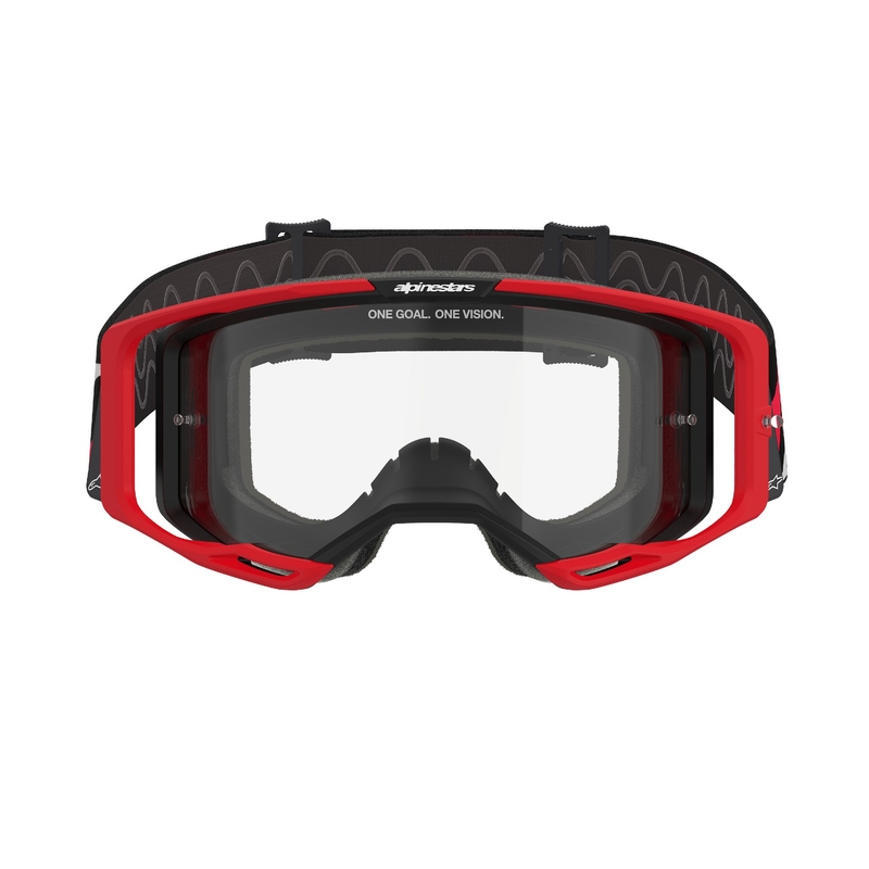Alpinestars Vision 8 Luar punase ja musta värvi motokrossprillid läbipaistva klaaspildiga
