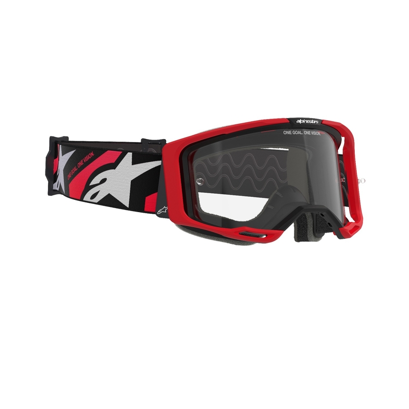 Alpinestars Vision 8 Luar punase ja musta värvi motokrossprillid läbipaistva klaaspildiga