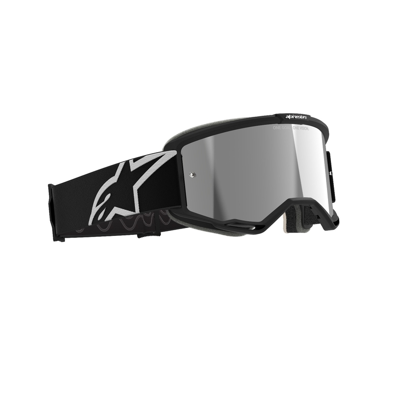 Alpinestars Vision 5 Corp motokrossiprillid mustad, hõbedaste peegelobjektiividega