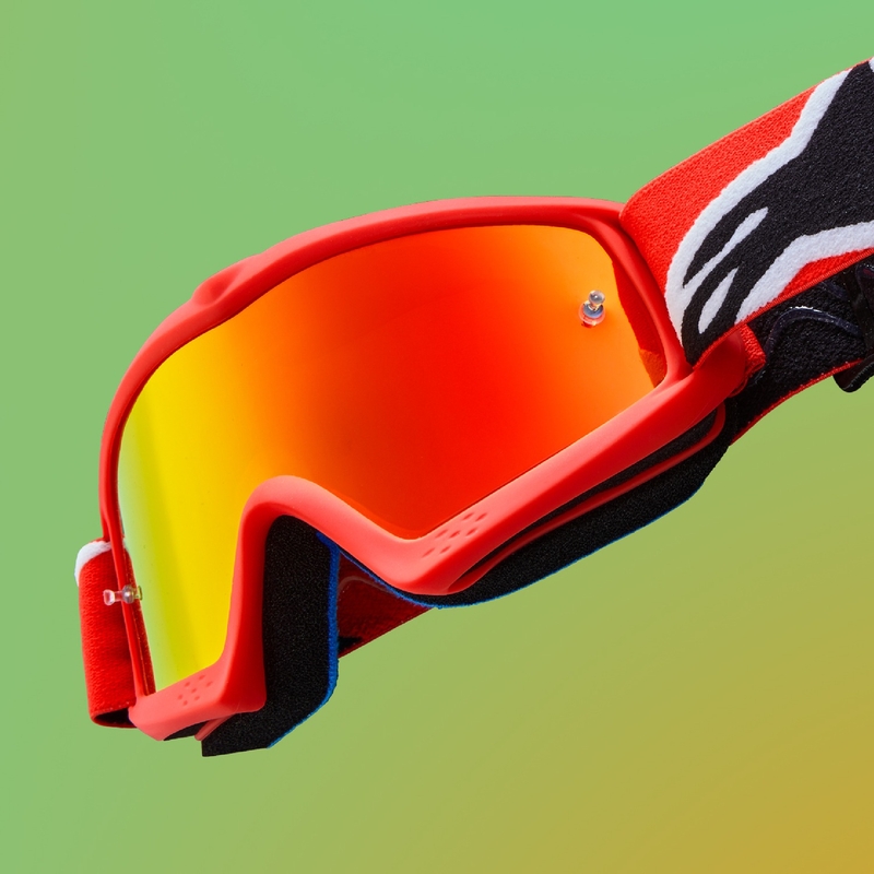 Dětské motokrosové brýle Alpinestars Vision Youth Hollow černo-antracitovo-fluo žluté se zrcadlovým stříbrným zorníkem