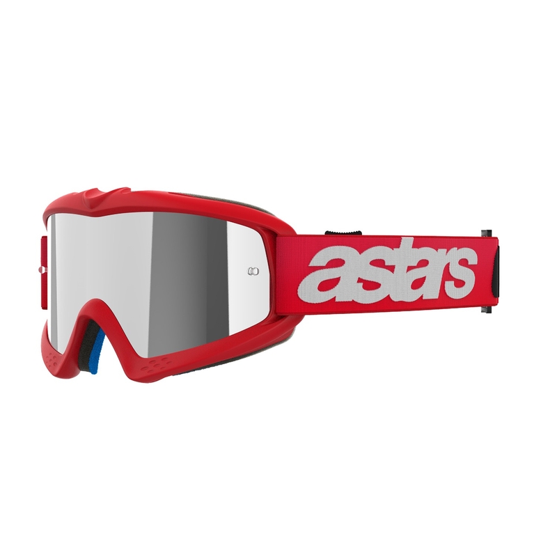 Alpinestars Vision Youth Blaze punased laste motokrossprillid hõbedaste peegelklaasidega