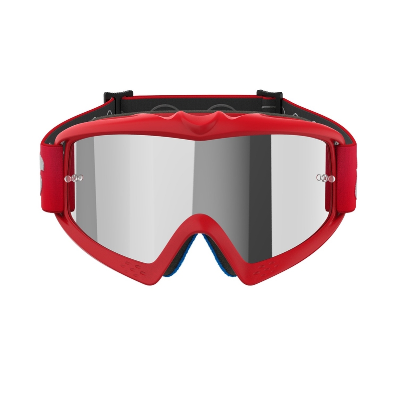Alpinestars Vision Youth Blaze punased laste motokrossprillid hõbedaste peegelklaasidega