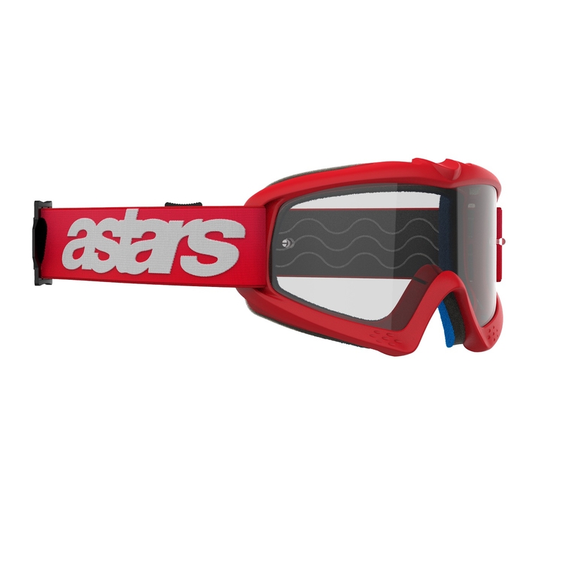 Alpinestars Vision Youth Blaze punased laste motokrossprillid läbipaistva klaaspildiga