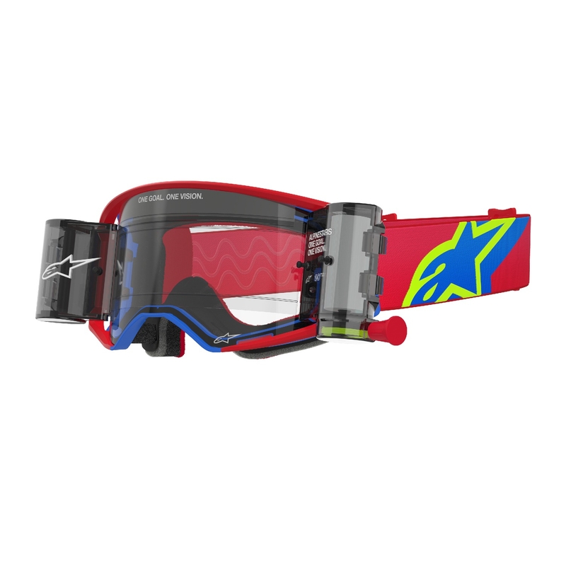Alpinestars Supertech Corp ROLL-OFF Wide Vision motokrossprillid punase ja sinise läbipaistva klaaspildiga